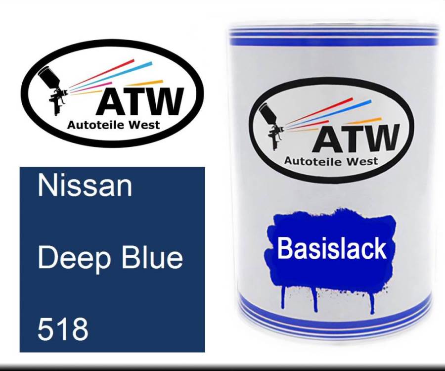 Nissan, Deep Blue, 518: 500ml Lackdose, von ATW Autoteile West.